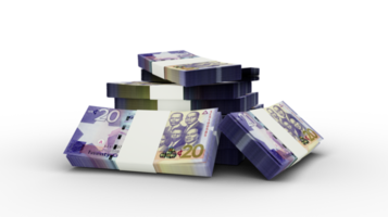 3d rendering of Stack of Ghanaian cedi notes. bundles of Ghanaian currency notes png