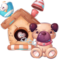 Dog Animal in Kennel Cartoon Character png