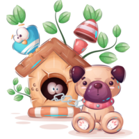 Dog Animal in Kennel Cartoon Character png