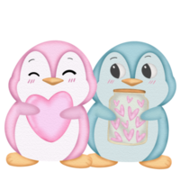 Pinguin Aquarell Valentinstag Tag png