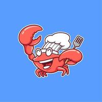 cute cartoon crab chef vector