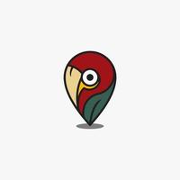 simple logo of parrot and location vector