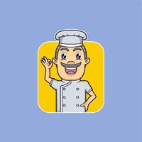 funny cartoon chef with mustache vector