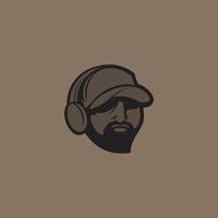 simple man and headphone logo vector