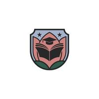 book and shield simple logo vector