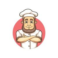 funny cartoon chef with mustache vector