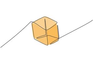 dibujo de una sola línea de la forma de la geometría del cubo. regreso a la escuela, concepto de educación minimalista. Ilustración de vector gráfico de diseño de estilo de dibujo de línea simple continua