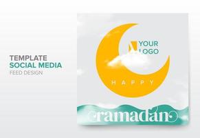 Simple modern Ramadan Kareem template for social media, feed, story, reel post design vector