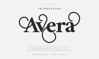 Avera abstract simple luxury font alphabet vector