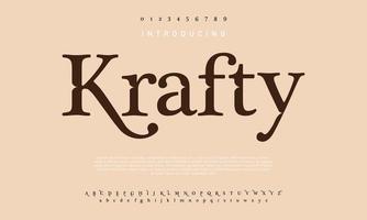 resumen krafty Moda fuente alfabeto. mínimo moderno urbano fuentes para logo, marca etc. tipografía tipo de letra mayúscula minúsculas y número. vector ilustración