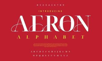 Modern aeron technology font alphabet. Minimal modern urban fonts for logo, brand etc. Typography typeface uppercase lowercase and number. vector illustration