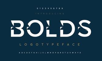 Bolds modern abstract digital alphabet font. Minimal technology typography, Creative urban sport fashion futuristic font and with numbers. vector illustration