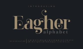 Eagher Fashion font alphabet. Minimal modern urban fonts for logo, brand etc. Typography typeface uppercase lowercase and number. vector illustration