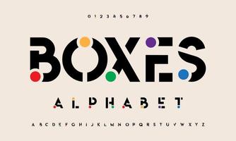 Boxes modern abstract digital alphabet font. Minimal technology typography, Creative urban sport fashion futuristic font and with numbers. vector illustration