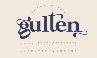 Gulten fashion font alphabet. Minimal modern urban fonts for logo, brand etc. Typography typeface uppercase lowercase and number. vector illustration