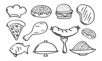 Hand drawn food or restaurant menu icon vector