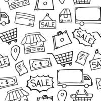 Hand drawn shop or store seamless pattern vector