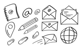 Hand drawn mail and email icon vector