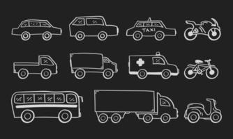 Hand Drawn Vehicle or Transportation icon on chalkboard vector