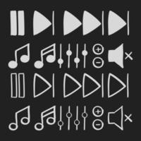 Hand drawn music controls icon on chalkboard vector
