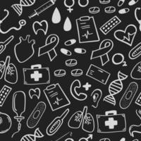 Hand Drawn Medical seamless pattern on chalkboard vector