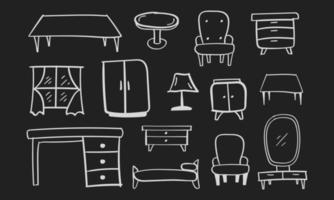 Hand Drawn Furniture Icon on chalkboard vector
