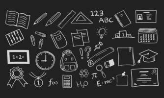 Hand Drawn School and Education icon on chalkboard vector