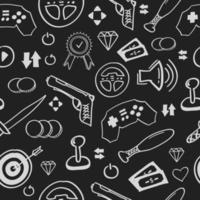 Hand drawn Game icon Seamless pattern on chalkboard vector