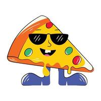 Trendy Cute Pizza vector