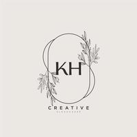 KH Beauty vector initial logo art, handwriting logo of initial signature, wedding, fashion, jewerly, boutique, floral and botanical with creative template for any company or business.