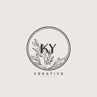 KY Beauty vector initial logo art, handwriting logo of initial signature, wedding, fashion, jewerly, boutique, floral and botanical with creative template for any company or business.