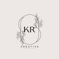 kr belleza vector inicial logo arte, escritura logo de inicial firma, boda, moda, joyería, boutique, floral y botánico con creativo modelo para ninguna empresa o negocio.