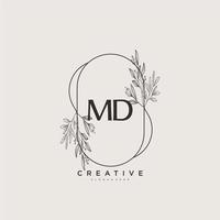 arte del logotipo inicial del vector de belleza md, logotipo de escritura a mano de firma inicial, boda, moda, joyería, boutique, floral y botánica con plantilla creativa para cualquier empresa o negocio.