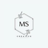 MS Beauty vector initial logo art, handwriting logo of initial signature, wedding, fashion, jewerly, boutique, floral and botanical with creative template for any company or business.