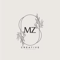 MZ Beauty vector initial logo art, handwriting logo of initial signature, wedding, fashion, jewerly, boutique, floral and botanical with creative template for any company or business.