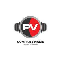PV Letter Logo Design Icon fitness and music Vector Symbol.
