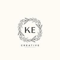 KE Beauty vector initial logo art, handwriting logo of initial signature, wedding, fashion, jewerly, boutique, floral and botanical with creative template for any company or business.