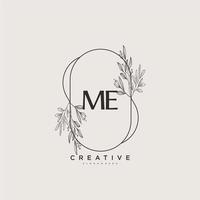 ME Beauty vector initial logo art, handwriting logo of initial signature, wedding, fashion, jewerly, boutique, floral and botanical with creative template for any company or business.