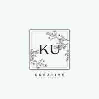 KU Beauty vector initial logo art, handwriting logo of initial signature, wedding, fashion, jewerly, boutique, floral and botanical with creative template for any company or business.
