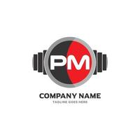 PM Letter Logo Design Icon fitness and music Vector Symbol.