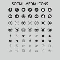 social medios de comunicación íconos vector silueta conjunto