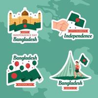 Happy Independence Bangladesh Day Label Flat Cartoon Hand Drawn Templates Background Illustration vector