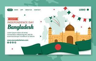 Happy Independence Bangladesh Day Social Media Landing Page  Cartoon Hand Drawn Templates Illustration vector