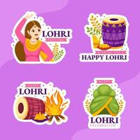 Happy Lohri Festival Label Flat Cartoon Hand Drawn Templates Background Illustration vector