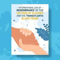 remembranza de el víctimas de esclavitud y esclavo comercio vertical póster dibujos animados mano dibujado plantillas antecedentes ilustración vector