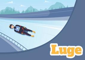 luge trineo carrera atleta invierno deporte ilustración con montando un trineo, hielo y bobsleigh en plano dibujos animados mano dibujado para aterrizaje página plantillas vector