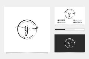Initial IJ Feminine logo collections and business card templat Premium Vector