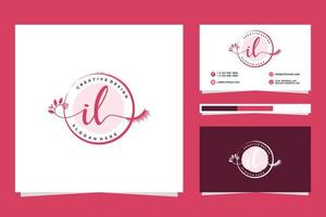 Initial IL Feminine logo collections and business card templat Premium Vector