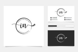 Initial IN Feminine logo collections and business card templat Premium Vector