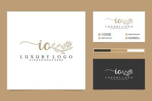 Initial IO Feminine logo collections and business card templat Premium Vector